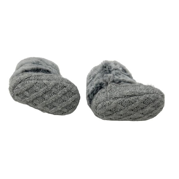 Baby Grey Knit & Faux Fur Boots, & Brown‎ Suede Moccasins - Sizes 0-3 M & 3-6 M - Picture 4 of 14